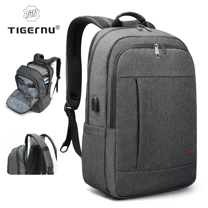 Tigernu-Sac à dos antivol avec chargement USB pour femme, sac à dos pour ordinateur portable 15.6-17