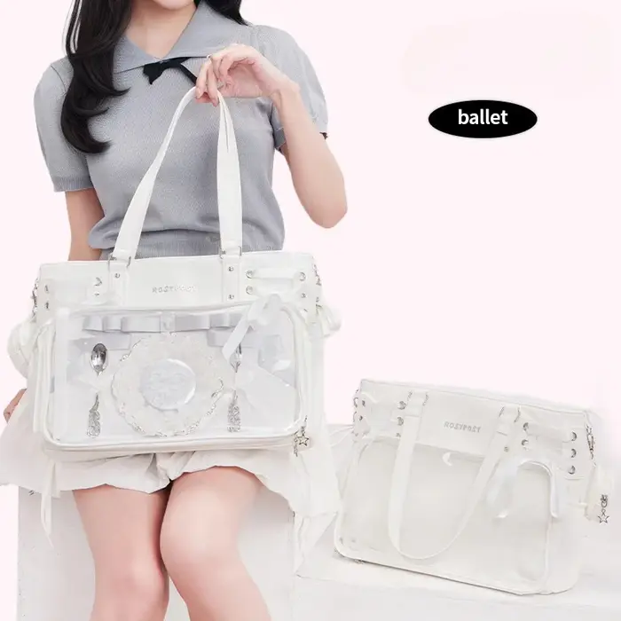 Bandage Bow Ita Sac haute capacité sous les bras Sac Femme douce fille Transparent Bolsos Mujer sacs à bandoulière