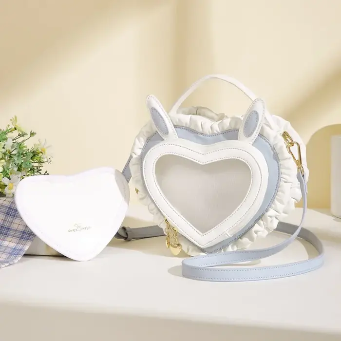 Lolita Ita Bolsos Mujer doux mignon dentelle Sac à main lapin oreille pêche coeur douleur sacs à ban