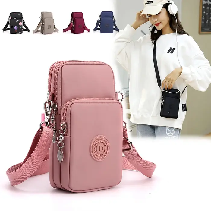 Sac de téléphone portable en nylon pour femme