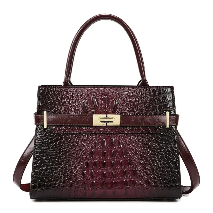 Sac à main grande capacité motif crocodile pour femme