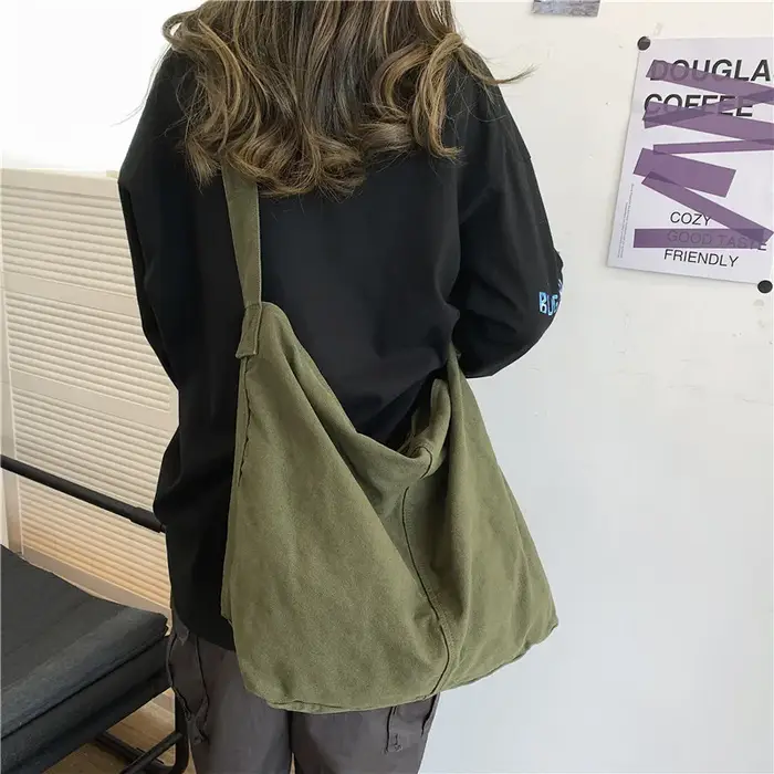 Grand sac à bandoulière en toile pour femmes
