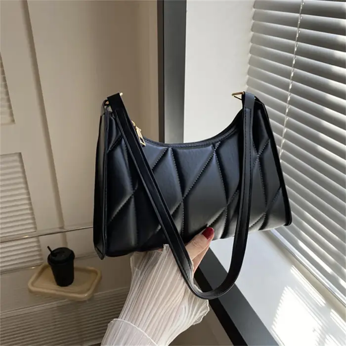 Sac à bandoulière noir tendance pour femmes, sacs à main en Pu, sacs à bandoulière à petite poignée,