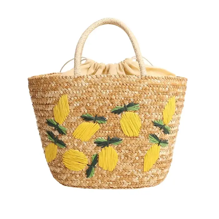 Sac de plage brodé cerise et citron