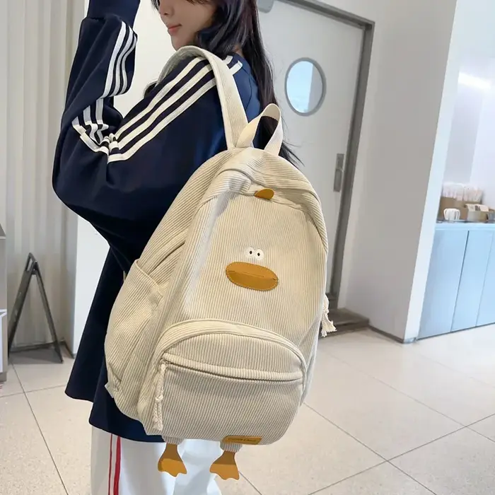 Sac à dos imperméable en velours côtelé pour femme