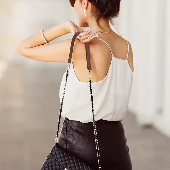Sangle de sac à bandoulière en cuir noir