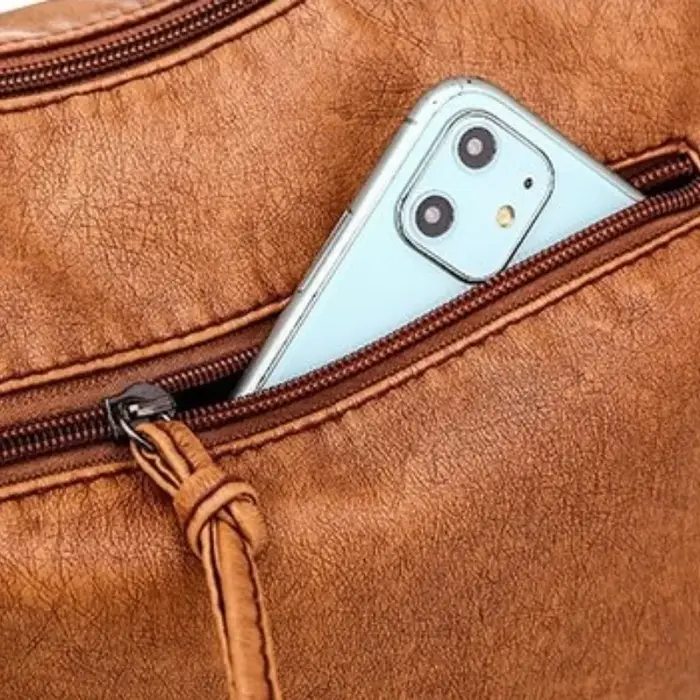 Sac à bandoulière en cuir lavé pour femmes