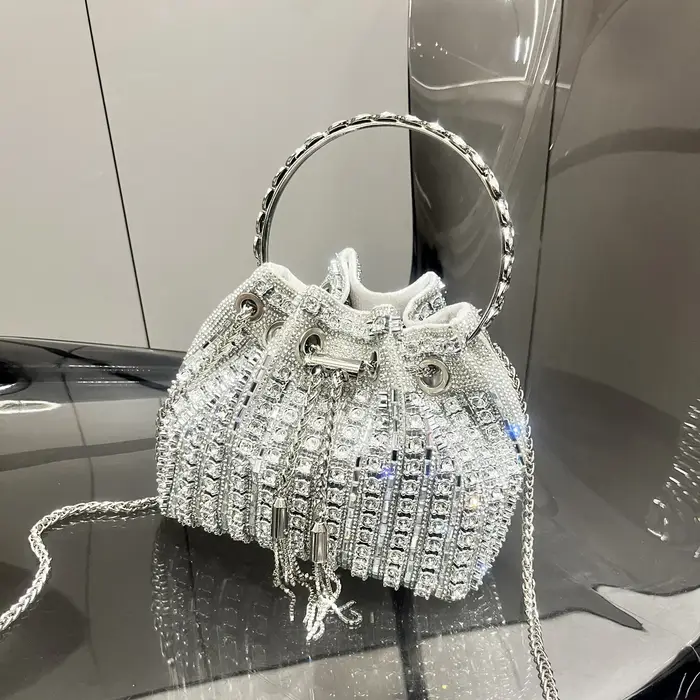 Sacs à main et sacs à main de luxe pour femmes, pochette seau, sac de banquet de soirée, sac à bandoulière en strass cristal