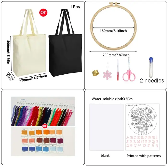 Kit de sacs brodés faits à la main pour débutants