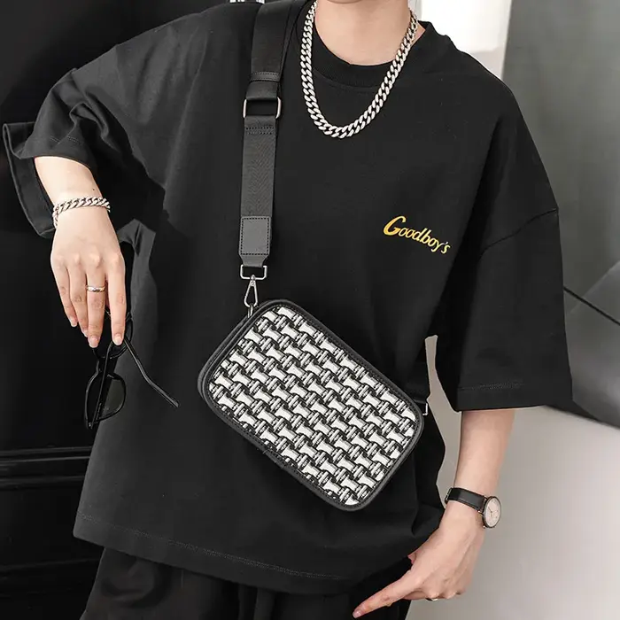 Sac bandoulière en toile jacquard pour homme