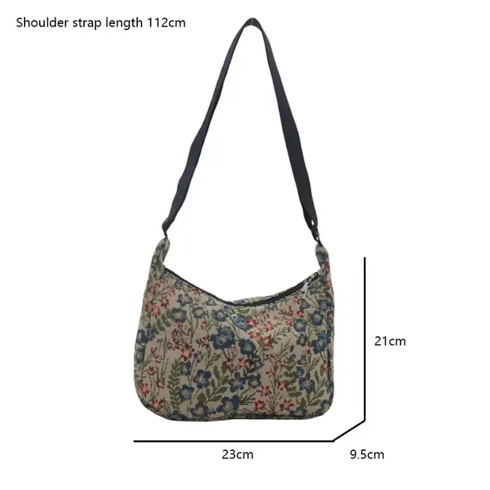 Nouveau femmes dame sac mode Vintage hiver polyvalent imprimé littéraire tissu croissant Pack Texture tempérament bandoulière épaule