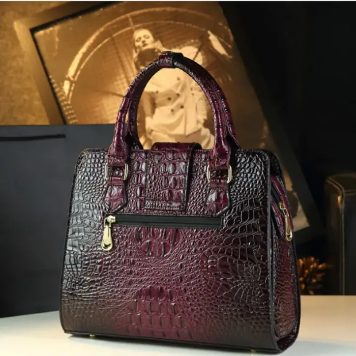 Sac à main pour femme, motif imitation crocodile, design rétro décontracté, bandoulière, grande capacité, pour usage quotidien