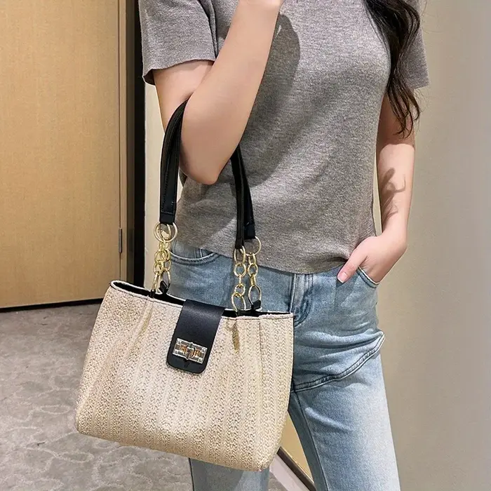 Nouveau Mori mode femmes sac à main rétro tissé sac fourre-tout simple grande capacité épaule sac