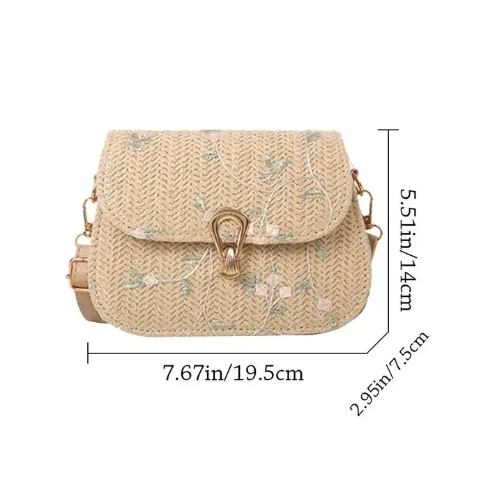 Sac de selle tissé à fleurs pour femmes