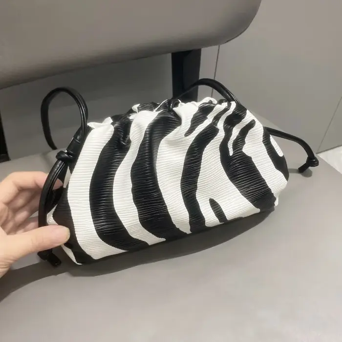 Sac Nuage Plissé Imprimé Zèbre Nouveau Petit Sac à Clip Bandoulière Pochette de Soirée