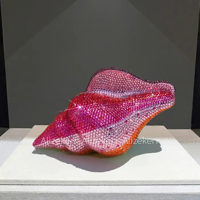Sac de soirée Alizekerr 3D en forme de coquillage avec strass pour femme 2026 – Magnifique sac à main unique et étincela