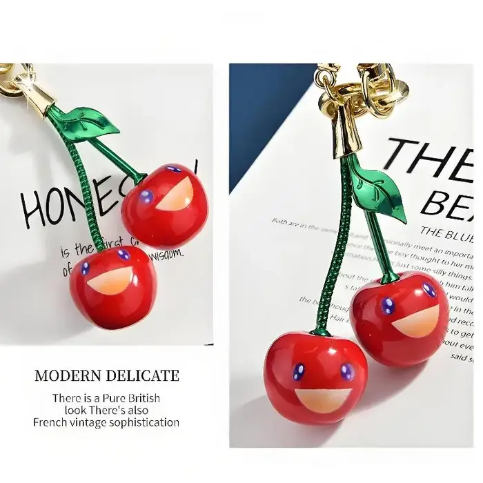 Mode souriant cerise porte-clés cerises sac pendentif