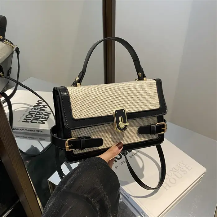 Sacs à bandoulière à rabat Vintage pour femmes, fourre-tout en cuir PU de couleur contrastée, sac à