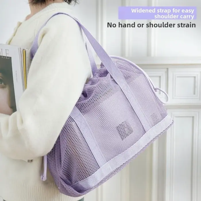 Sac de plage pliable en maille avec cordon de serrage
