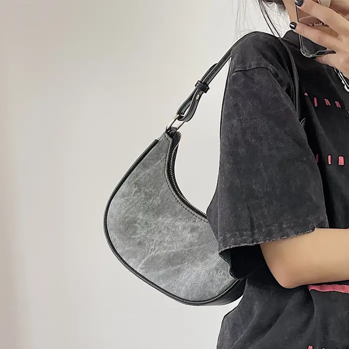 Sac à main en cuir PU gris pour femme
