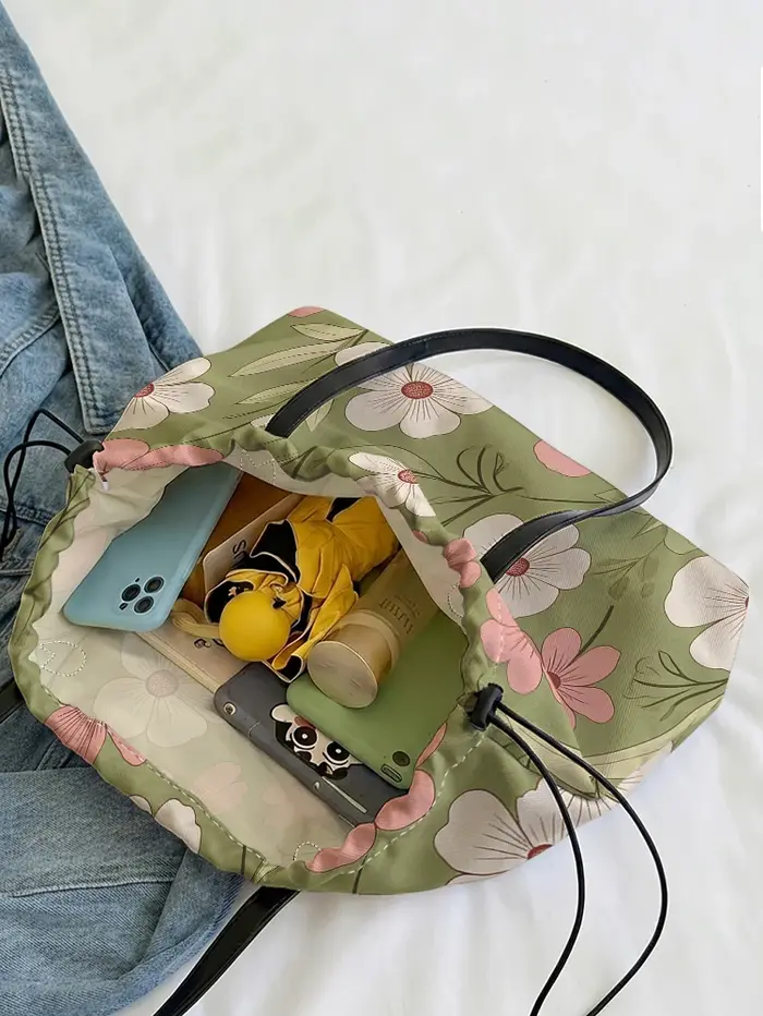 Sac fourre-tout vintage à imprimé floral rose et blanc