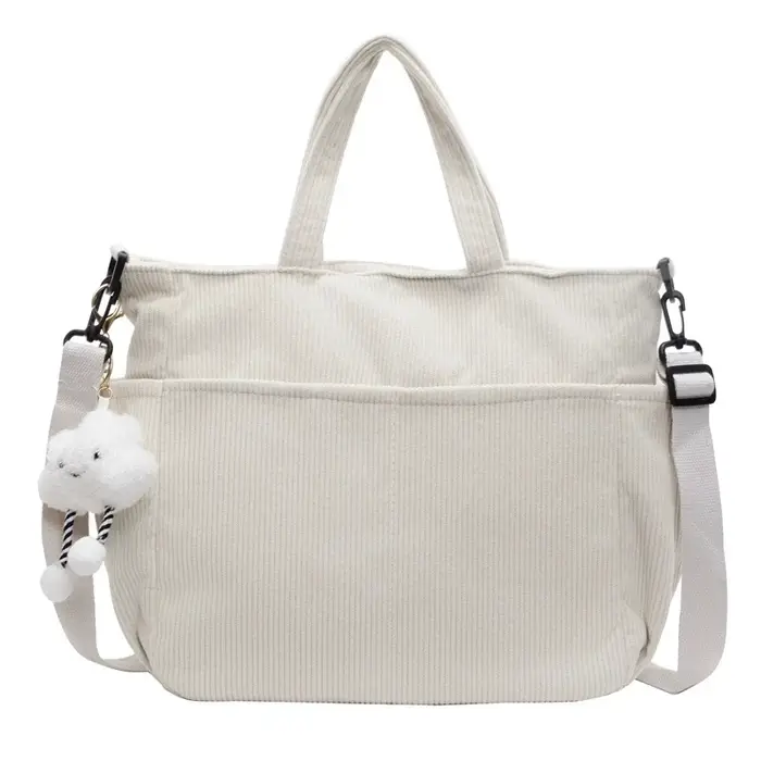 Nouveau sac fourre-tout en velours côtelé avec fermeture à glissière, sac à main chic pour les dépla
