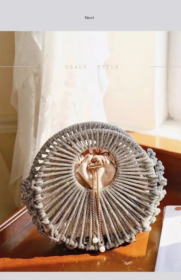 Sac circulaire tissé à la main en corde brillante, sac de soirée de luxe, sac à main pour femme, poc