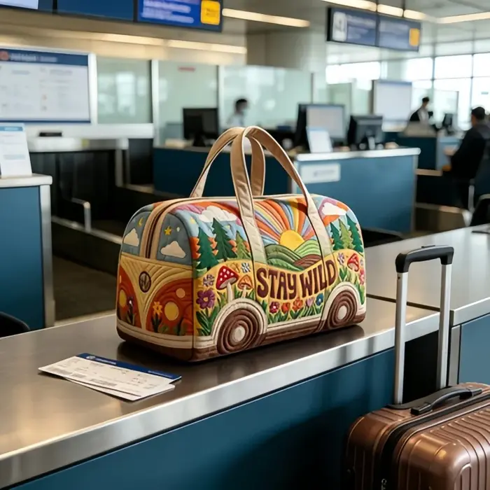 Sac de voyage vintage années 70 style hippie
