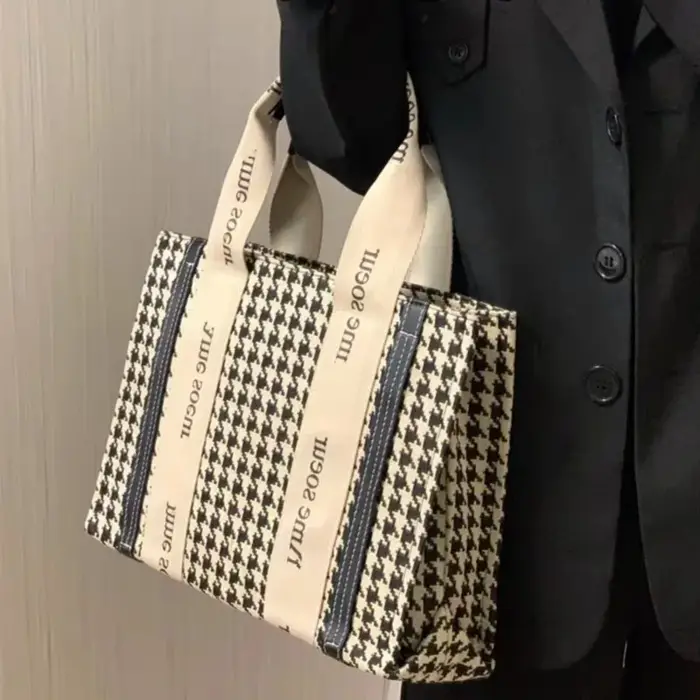Sac fourre-tout pied-de-poule pour femmes
