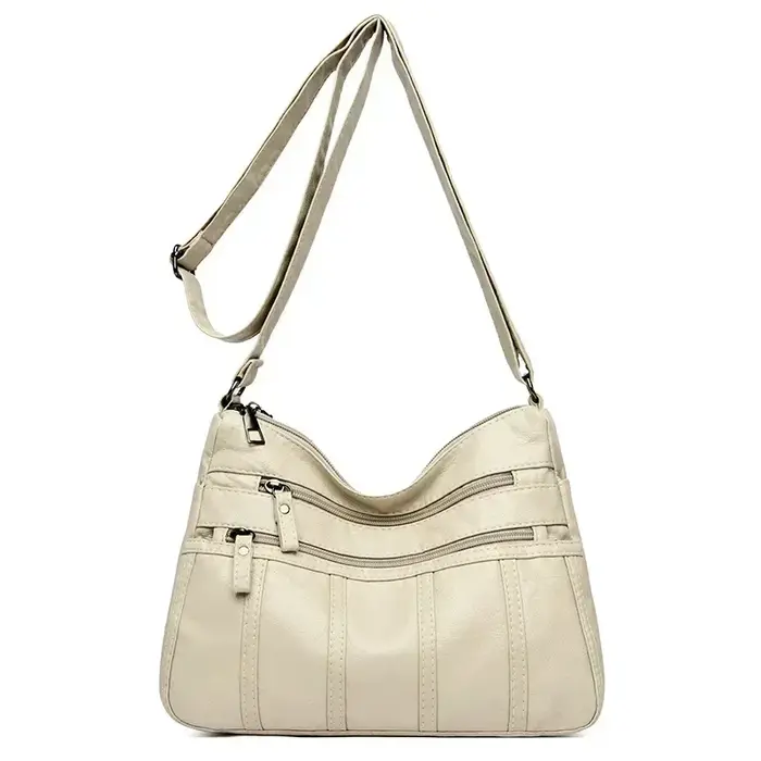 Sac à bandoulière en cuir souple pour femmes, sacoches multi-poches décontractées, sacs à main rétro