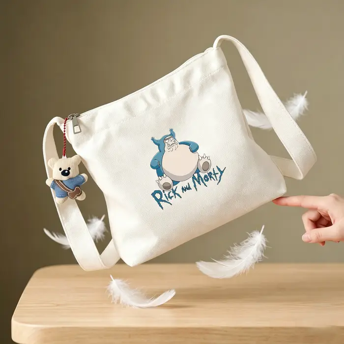 Sac à bandoulière en toile imprimé Kawaii Anime Charmander Bulbasaur Snorlax, grande capacité, sac d
