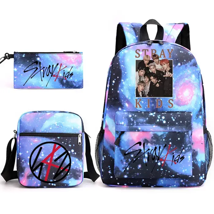 Sac à dos Kpop StrayKids, sac d'école, sac à bandoulière, trousse à crayons, cadeau pour enfants et 