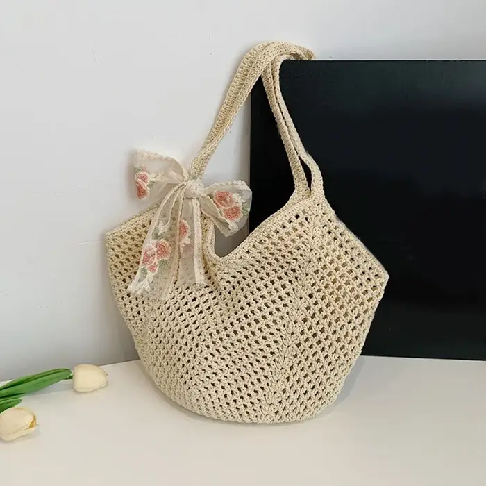 Sac fourre-tout d'été en dentelle avec nœud pour femme