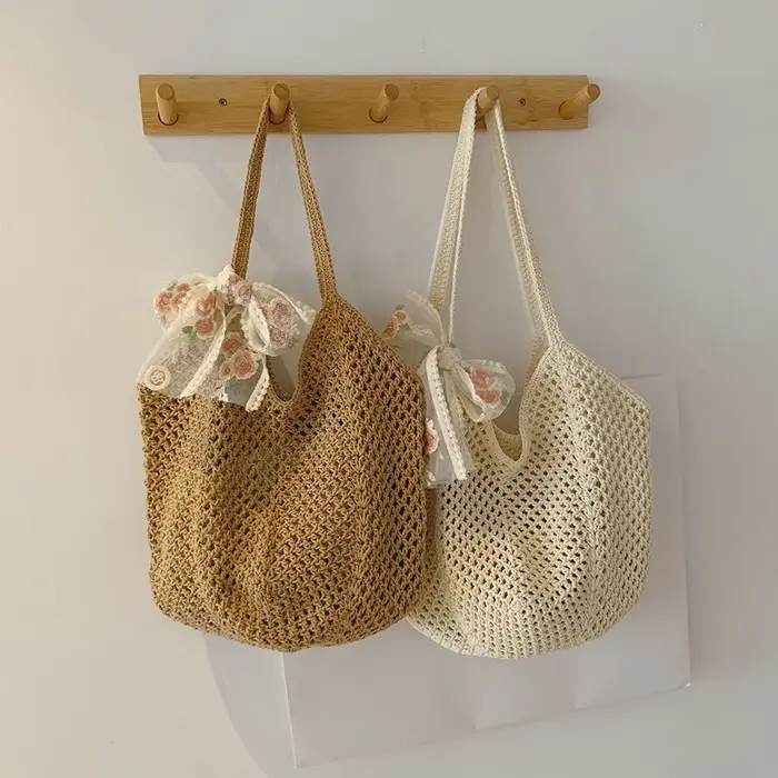 Sac fourre-tout d'été en dentelle avec nœud pour femme