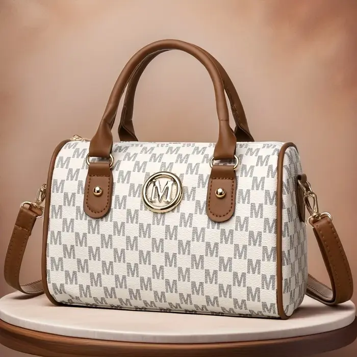 Women Alphabet Shoulder Bag with Golden "M" Logo