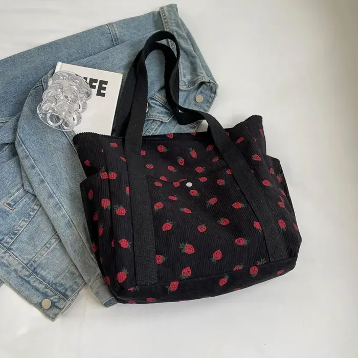 Sac fourre-tout en velours côtelé pour loisirs