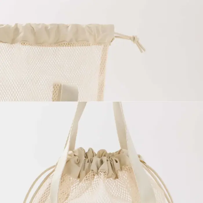 Sac de plage en filet avec cordon de serrage