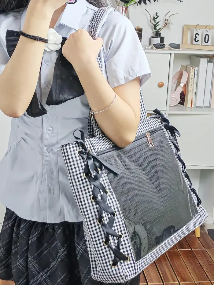 Nouveau Y2K doux Lolita rose Ita sac femmes japonais Transparent grande capacité sac fourre-tout dam