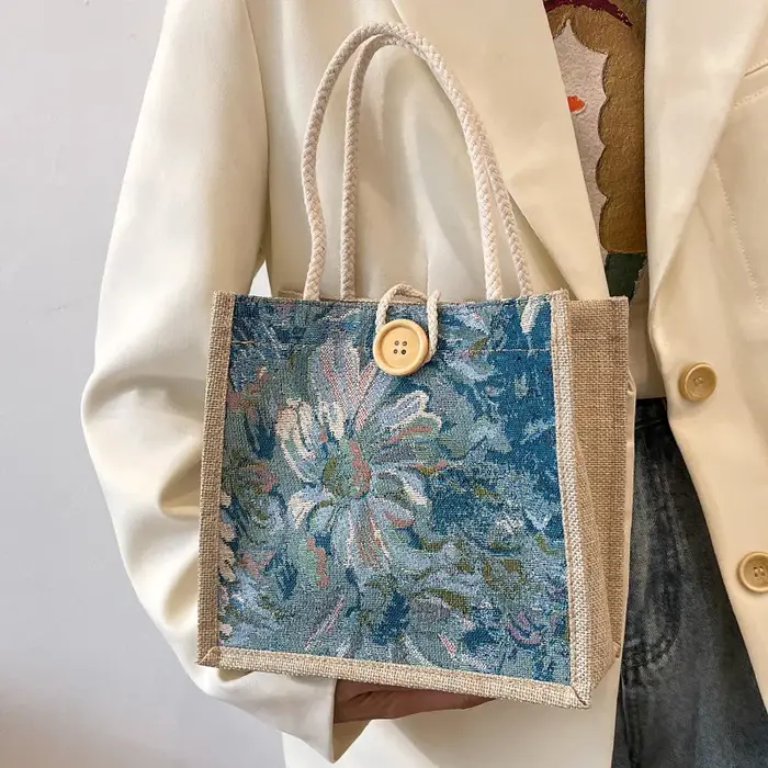 Sac à main en lin vintage pour femme