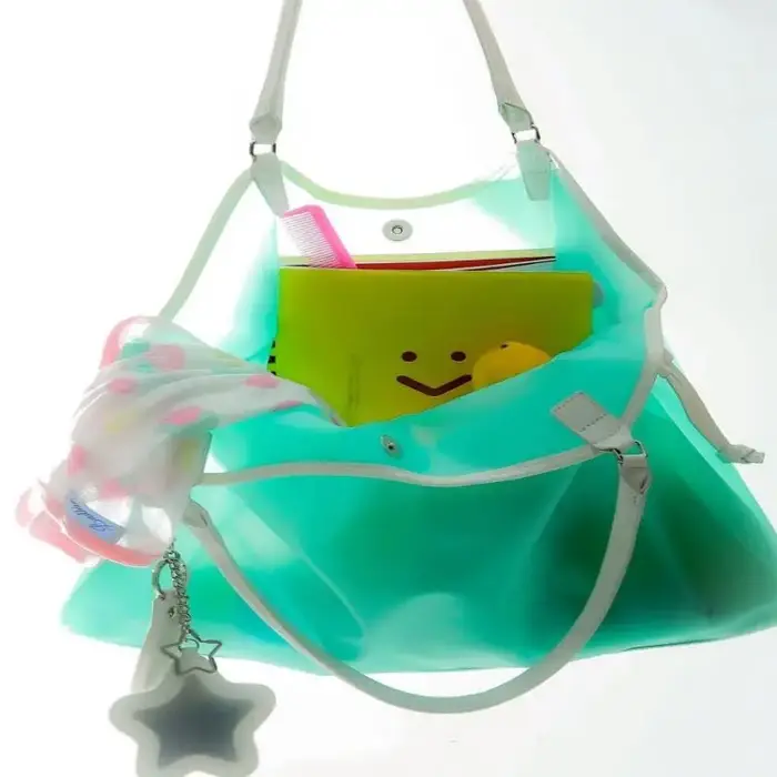 Sac à main transparent en PVC couleur bonbon