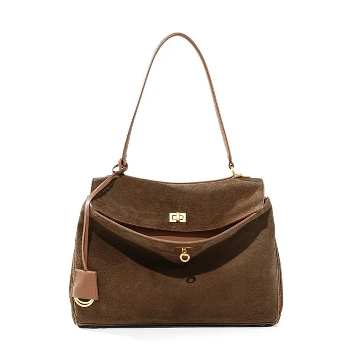 Sac à main en daim et cuir véritable pour femmes