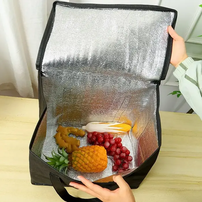 Grand sac isotherme réutilisable et pliable pour repas