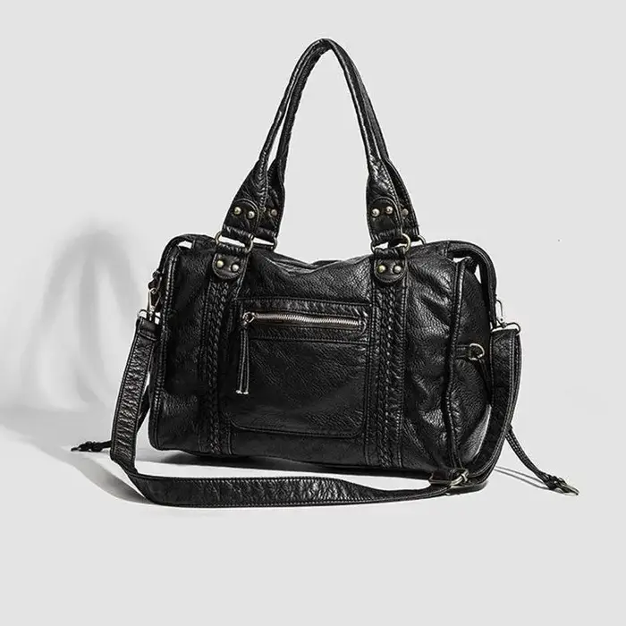 Grand fourre-tout de style punk en cuir souple
