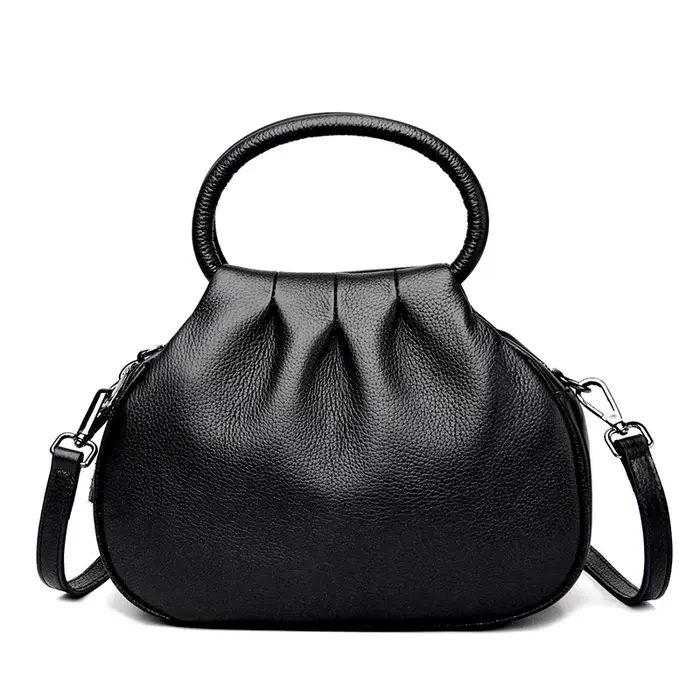 Sac à main en cuir véritable pour femmes, sacoche à bandoulière de luxe en cuir de vache souple, fou