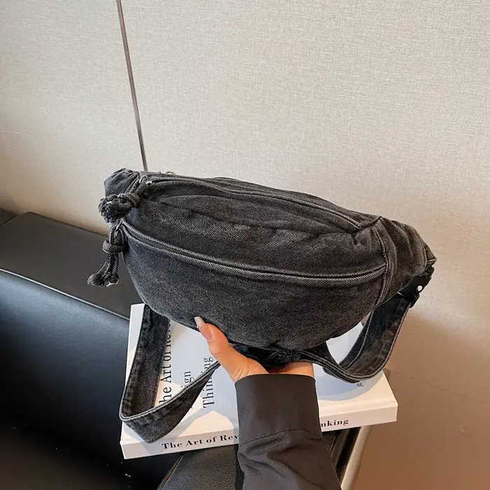 Sac bandoulière rétro en jean pour femme