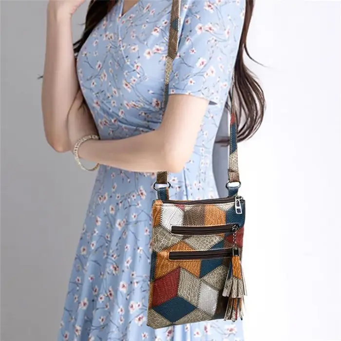 Sac à main rétro en cuir souple PU multi-poches