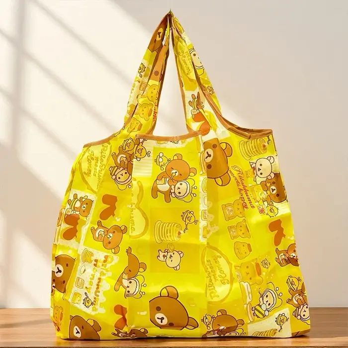 Nouveau sac de courses pliable de la série Rilakkuma, sac à bandoulière de grande capacité avec dess