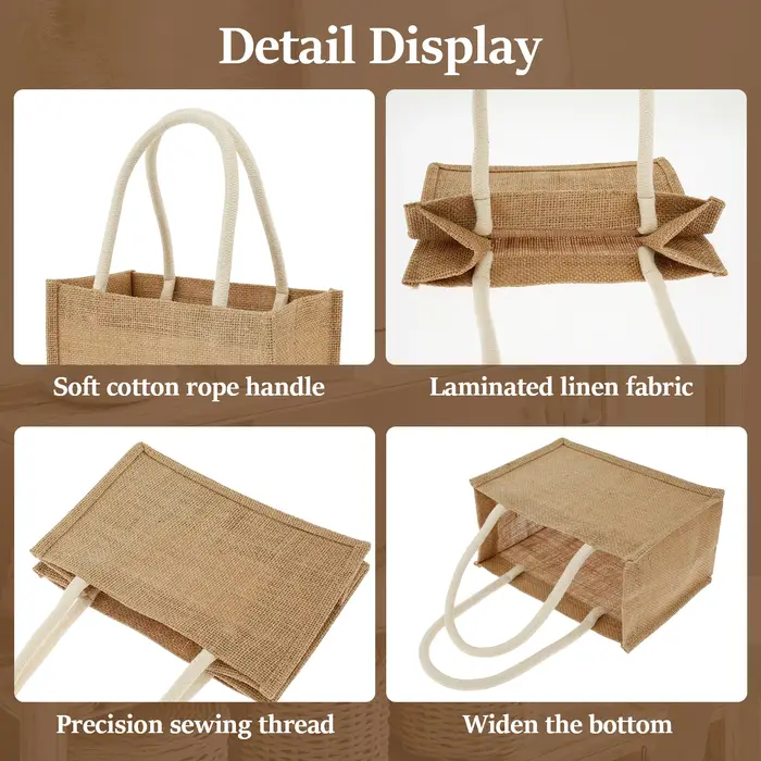 4-12 pièces toile de Jute fourre-tout sac à provisions Portable femmes