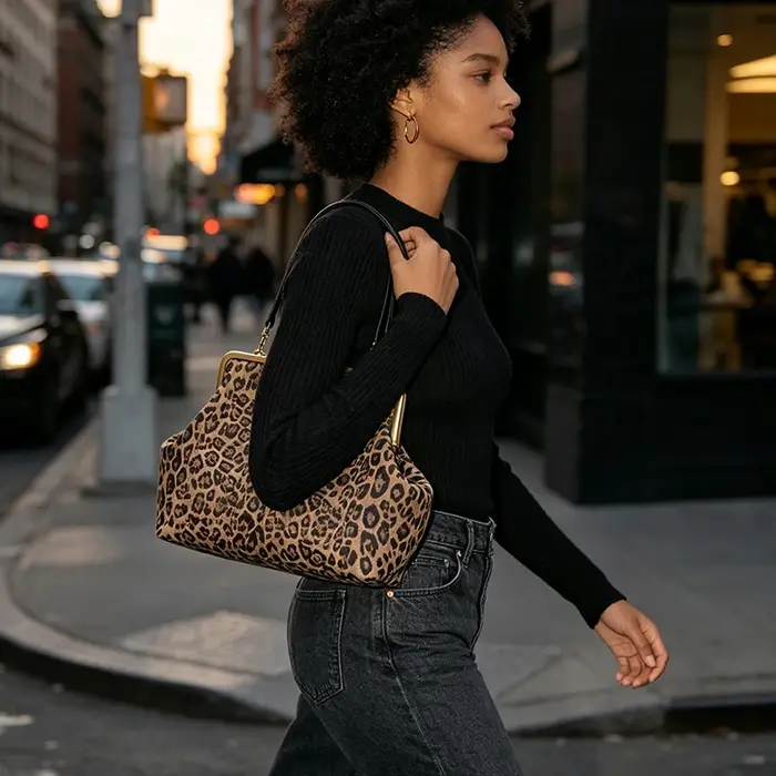 Sac de soirée de luxe rétro à motif léopard, sac à bandoulière élégant Y2K pour femme, texturé givré, grande capacité, léger, pour les trajets quotidiens