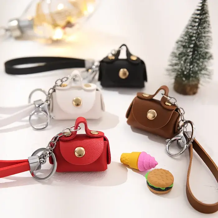 Mini porte-clés portefeuille en cuir PU